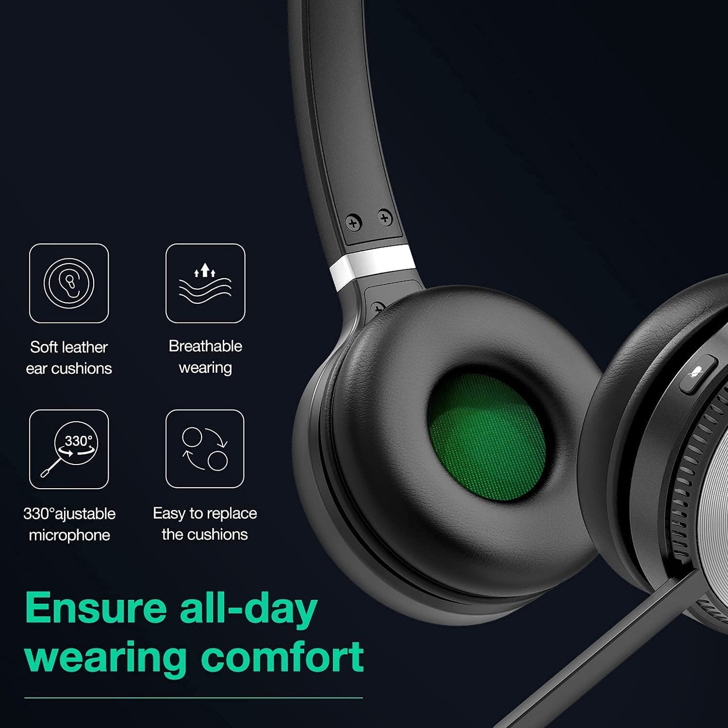 Yealink WH62 Duo UC Wireless Noise Canceling Headset - Headset Connects and Works with USB Enabled Desk Phones, Computers and Softphones. Yealink WH62 Dual UC