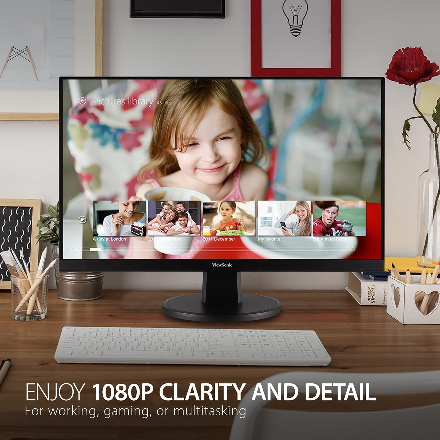 ViewSonic VA2747-MHJ 27 Inch Full HD 1080p Monitor with Advanced Ergonomics, Ultra-Thin Bezel, Adaptive Sync, 75 Hz, Eye Care, HDMI, VGA Inputs for Home and Office 27-Inch Ergonomic