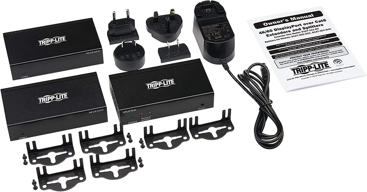 Tripp lite DisplayPort to HDMI Over Cat6 Extender Splitter Kit Poc 2Port 4K
