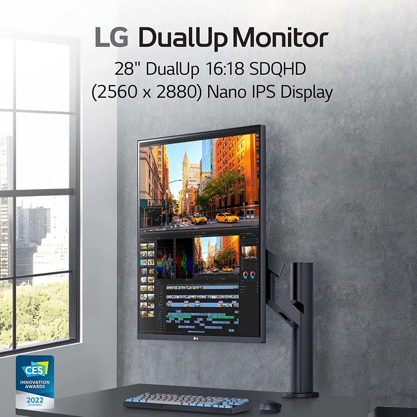 LG 28MQ780-B 28 Inch SDQHD (2560 x 2880) Nano IPS DualUp Monitor with Ergo Stand, DCI-P3 98% (Typ.) HDR10, USB Type-C (90W PD) - Black