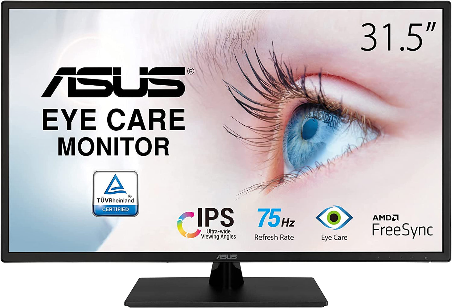 ASUS 31.5” 1080P Monitor (VA329HE) - Full HD, IPS, 75Hz, Adaptive-Sync, Eye Care, Low Blue Light, Flicker Free, HDMI, VGA, Wall Mountable, Tilt Adjustable