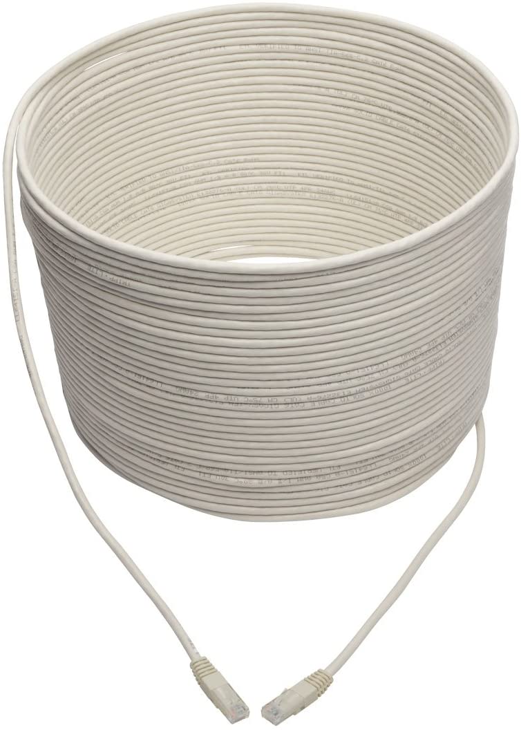 Tripp Lite Cat6 Cat5e Gigabit Molded Patch Cable RJ45 M/M White 550Mhz 100ft 100' (N200-100-WH) 100 ft. White
