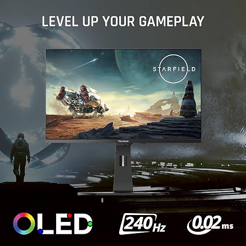 ViewSonic XG272-2K-OLED 27 Inch 1440p 240Hz OLED Ergonomic White Gaming Monitor with up to 0.01ms, FreeSync Premium, G-Sync Compatibility, RGB, and USB-C, HDMI v2.1, DP Inputs 27-Inch 2K