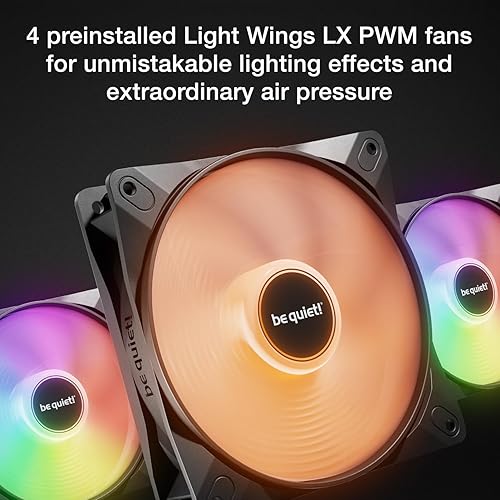 be quiet! Pure Base 501 LX Black Mid-Tower ATX Case | High Airflow | 4 Preinstalled Light Wings LX PWM Fans | ARGB Lighting with Controller and PWM hub | Optimized Air Pressure Case | BGW78 Black LX