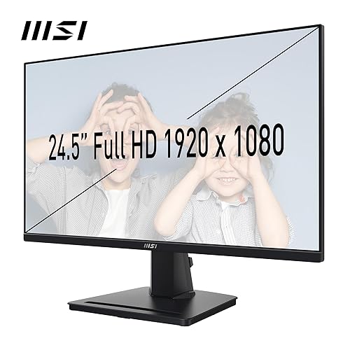 MSI PRO MP251 24.5-inch IPS 1920 x 1080 (FHD) Computer Monitor, 100Hz, Adaptive-Synch, HDMI, VGA Port, VESA Mountable, Tilt, Speaker, 1ms, Black