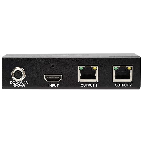 Tripp Lite HDMI Over Ethernet Cat6 Extender Kit, Splitter/2x Pigtail Receivers - Up to 230 feet or 70.1 Meters - 4K 60Hz Video HDR, 4:4:4, PoC, TAA Compliant (B127A-002-BHPH2)