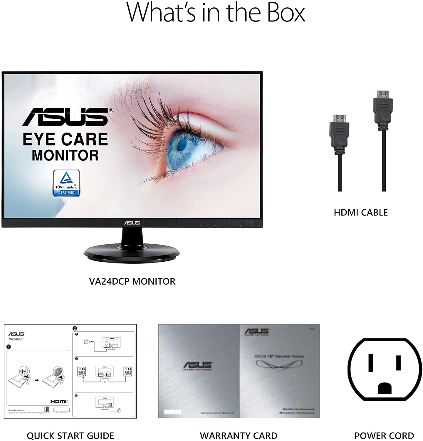 ASUS 23.8” 1080P Monitor (VA24DCP) - Full HD, IPS, 75Hz, USB-C 65W Power Delivery, Speakers, Adaptive-Sync/FreeSync, Low Blue Light, Flicker Free, VESA Mountable, Frameless, HDMI 23.8" IPS USB-C Power Delivery