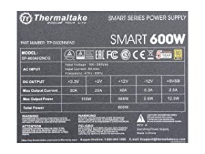 Thermaltake Power Supply PS-TTP-0600NNFAGU-1 600W 80+ Gold Non-Modular SI Only Bulk Pack