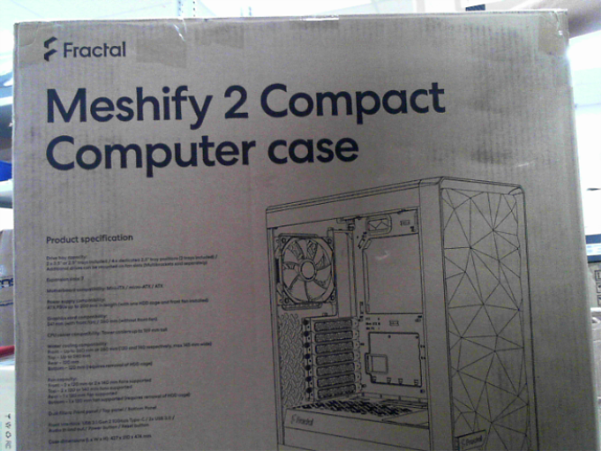 OPEN BOX - Fractal Design Meshify 2 Compact Black ATX Flexible High-Airflow Light Tinted Tempered Glass Window Mid Tower Computer Case Black Tg Light Tint