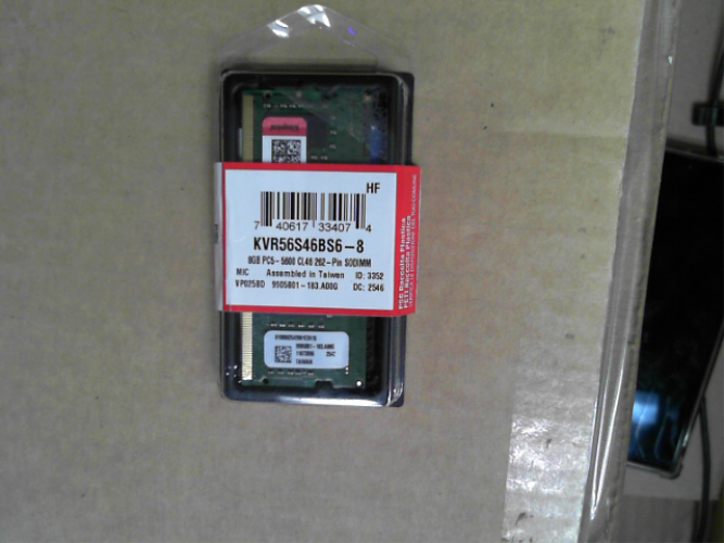 OPEN BOX - Kingston ValueRAM 8GB 5600MT/s DDR5 Non-ECC CL46 SODIMM 1Rx16 KVR56S46BS6-8 Laptop Memory