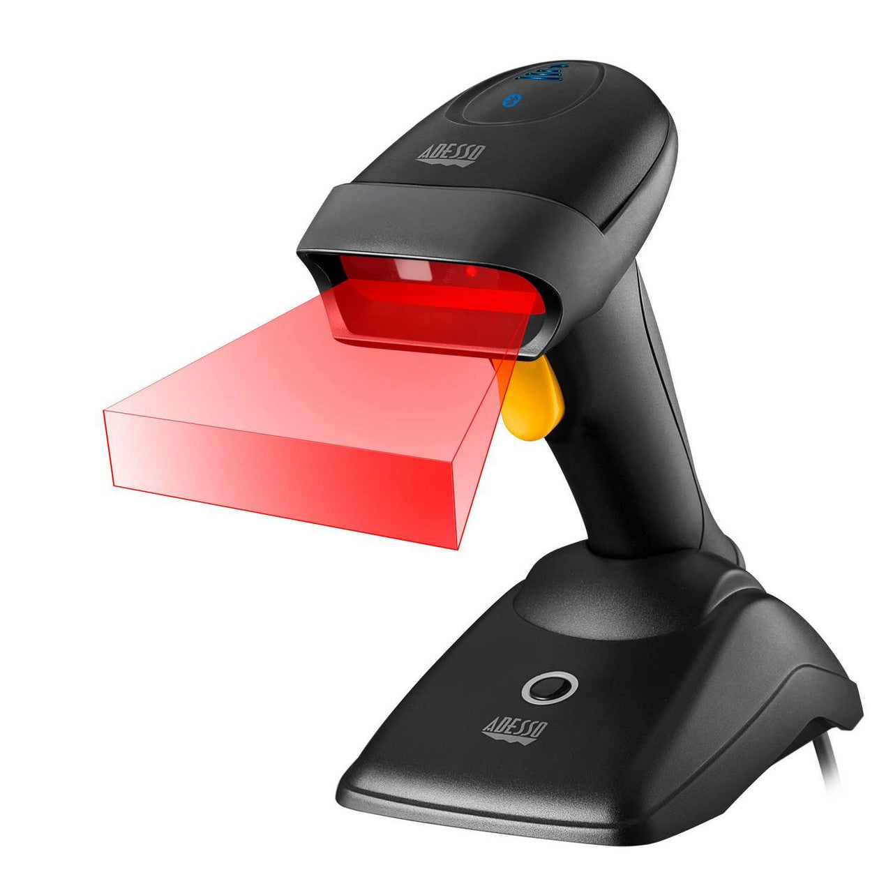 Adesso NuScan 2500 Barcode Scanner - Cable/Wireless Connectivity - 12" Scan Distance - 1D, 2D - LED - CMOS - Bluetooth, Radio Frequency - USB - USB - Retail, Warehouse, Library, Pharmacy, Healthcare