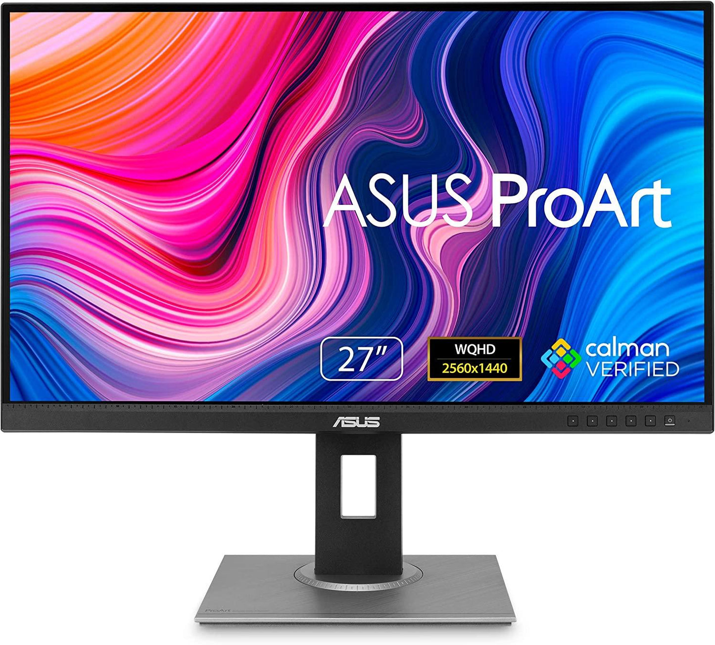 ASUS ProArt Display PA278QV 27” WQHD (2560 x 1440) Monitor, 100% sRGB/Rec. 709 ?E < 2, IPS, DisplayPort HDMI DVI-D Mini DP, Calman Verified, Eye Care, Anti-glare, Tilt Pivot Swivel Height Adjustable