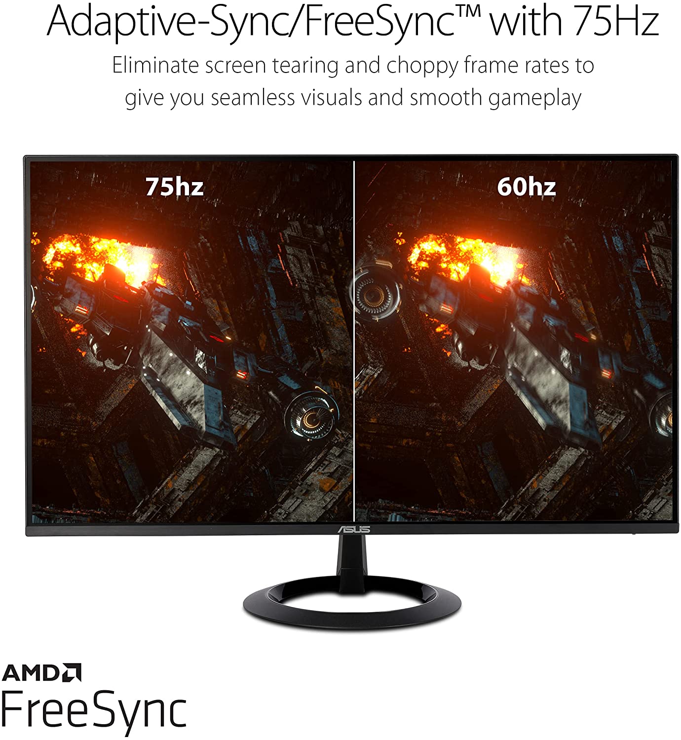 ASUS 23.8” 1080P Monitor (VZ24EHE) - Full HD, IPS, 75Hz, 1ms, Adaptive-Sync/FreeSync, Low Blue Light, Flicker Free, Ultra-Slim, VESA Mountable, Frameless, HDMI, VGA 23.8" IPS FHD 1ms 75hz Frameless