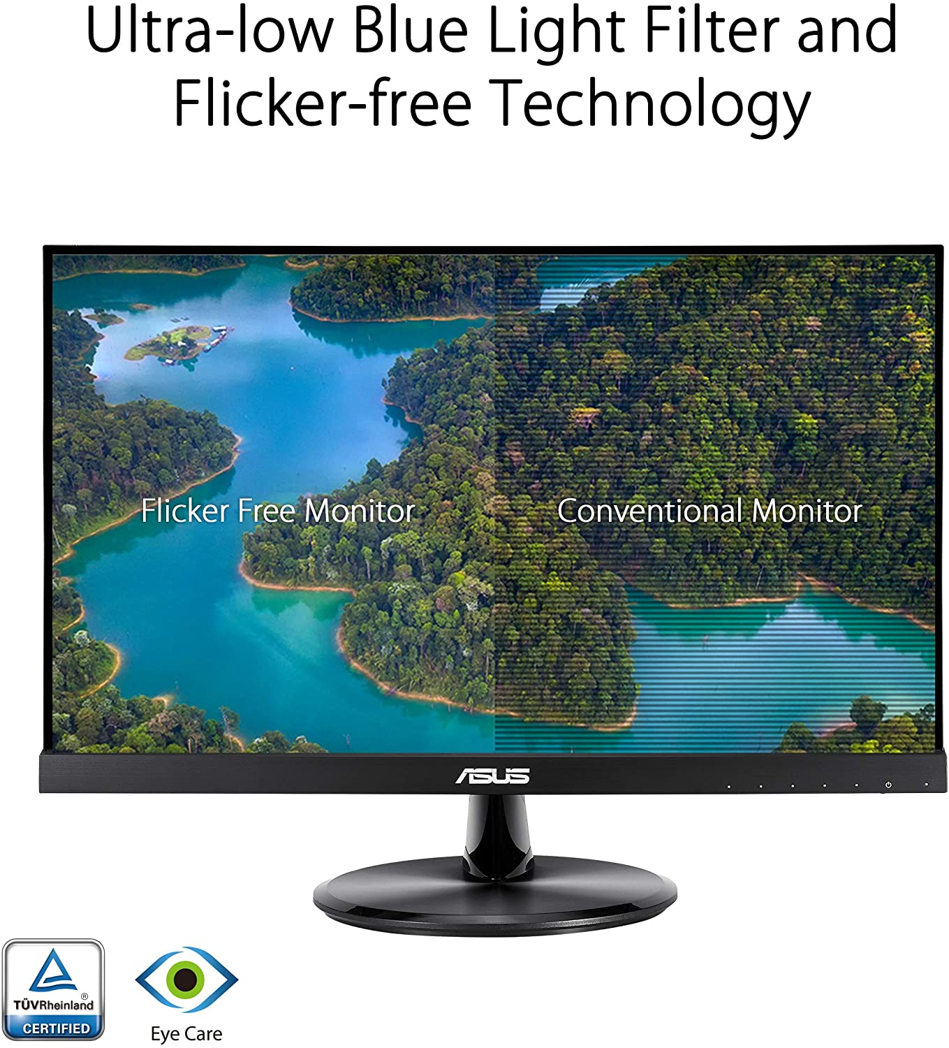 ASUS VP229HE 21.5” Monitor, 1080P Full HD, 75Hz, IPS, FreeSync/Adaptive-Sync, Eye Care, HDMI VGA, Frameless, VESA Wall Mountable, BLACK 21.5" IPS 75Hz