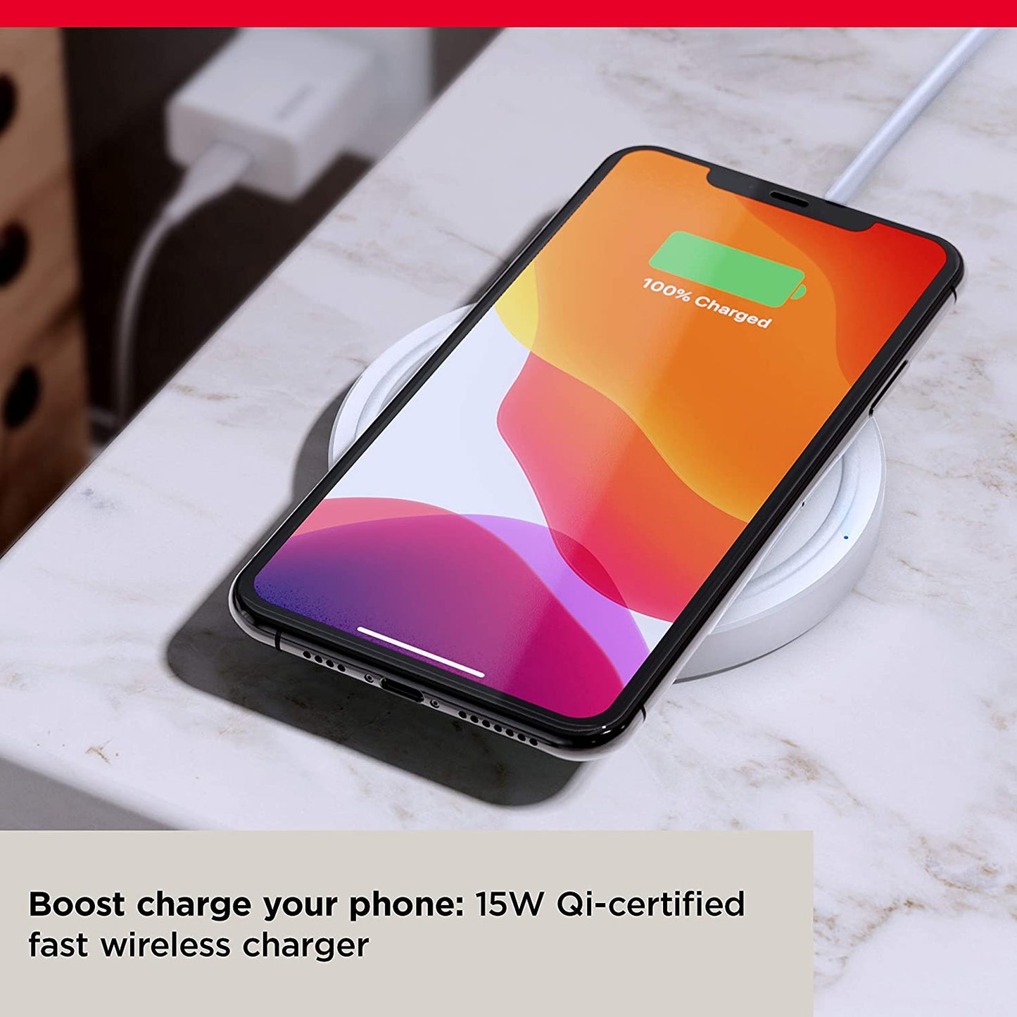 SanDisk Ixpand Wireless Charger 15W (includes Quick Charge adapter + USB Type-C cable) - Wireless charging pad for Qi-compatible smart phones and devices - SDIZB0N-000G-ANCLN Wireless Charger - w/ Adapter Charger Only (No storage)