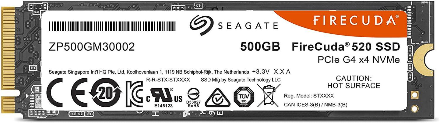 Seagate Firecuda 520 500GB Performance Internal Solid State Drive SSD PCIe Gen4 X4 NVMe 1.3 for Gaming PC Gaming Laptop Desktop (ZP500GM3A002) NVMe SSD - Gen 4 500GB