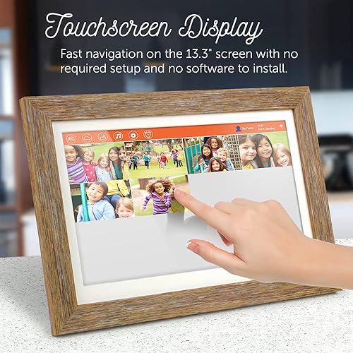 Aluratek 13.3" WiFi Distressed Wood Digital Photo Frame with 16GB Built-in Memory 1280 X 800, 16:9 (ASHDPF13F)