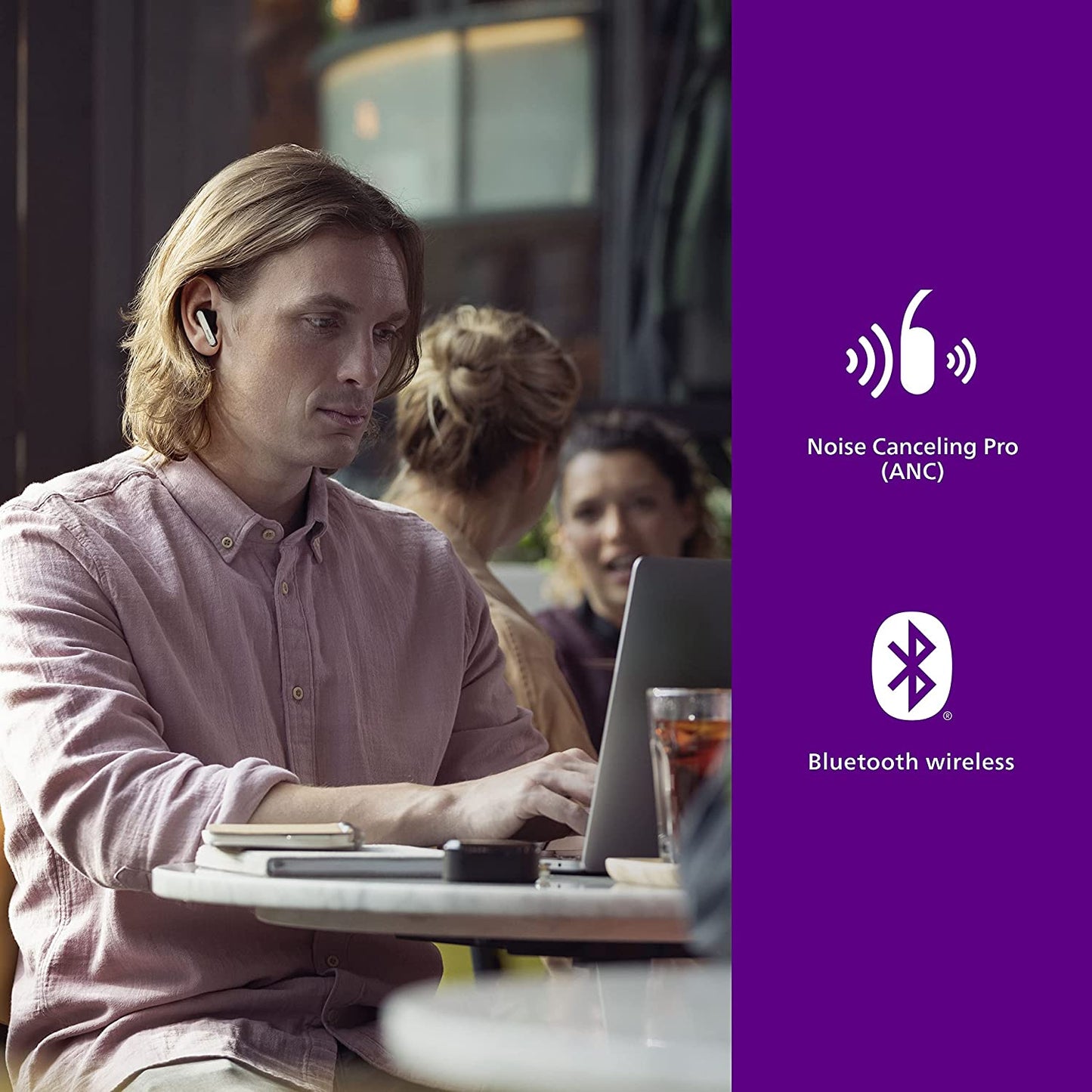 Audio Philips T5506 True Wireless Headphones with Noise Canceling Pro (ANC PRO) and Up to 32hrs Playtime with Wireless Charging Case, Black Black ANC Pro One Size