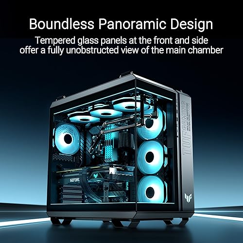 ASUS TUF Gaming GT502 Horizon ATX Mid-Tower Gaming Case (Boundless Panoramic Design, Dual-Chamber, Independent CPU and GPU Cooling Zones, Tool-Free Side Panels, USB 10 Gbps Type-C Front Panel)