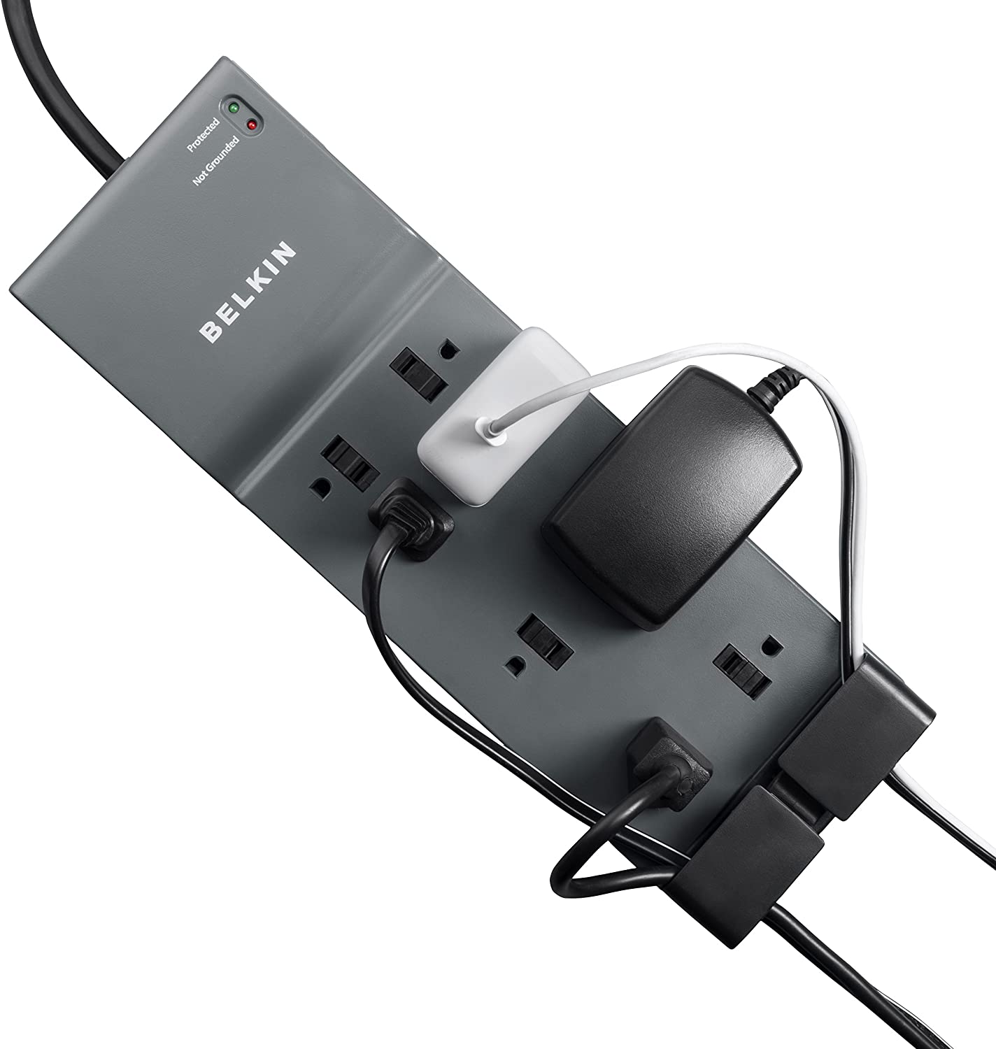 Belkin Power Strip Surge Protector with 8 Outlets, 6 ft Long Flat Plug Heavy Duty Extension Cord + Overload Protection for Home, Office, Travel, Compuer Desktop & Phone Charging Brick (3,550 Joules) 1 Pack