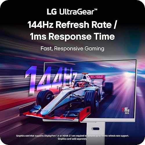 LG 32G810SA-W 32-inch Ultragear 4K UHD (3840 x 2160) IPS Gaming Monitor, 144Hz, 1ms, NVIDIA G-Sync Compatible, AMD FreeSync Premium, VESA DisplayHDR 400, HDMI, DisplayPort, USB Type-C, White