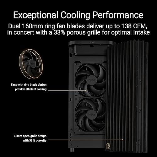 ASUS ProArt PA401 Wood Edition ATX Mid-Tower Case – Tempered Glass, FSC-Certified Wooden Front Panel, Dual 160mm Fans, Power & Reset Button Lock, USB-C 20Gbps, Detachable PSU Bracket ATX ProArt PA401|Wood Edition