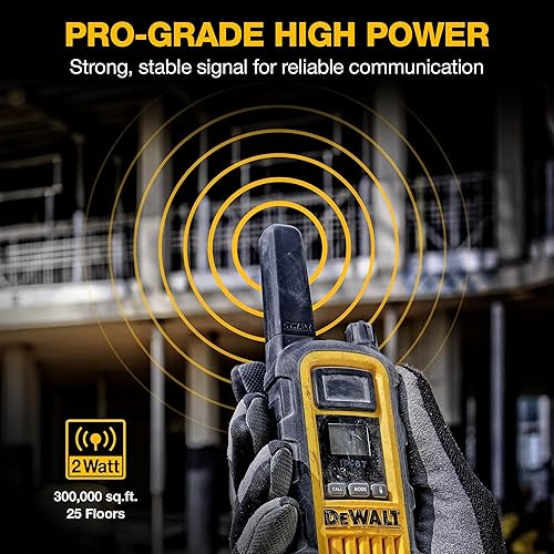 DEWALT DXFRS800 Heavy-Duty 2-Watt Jobsite FRS Walkie Talkies