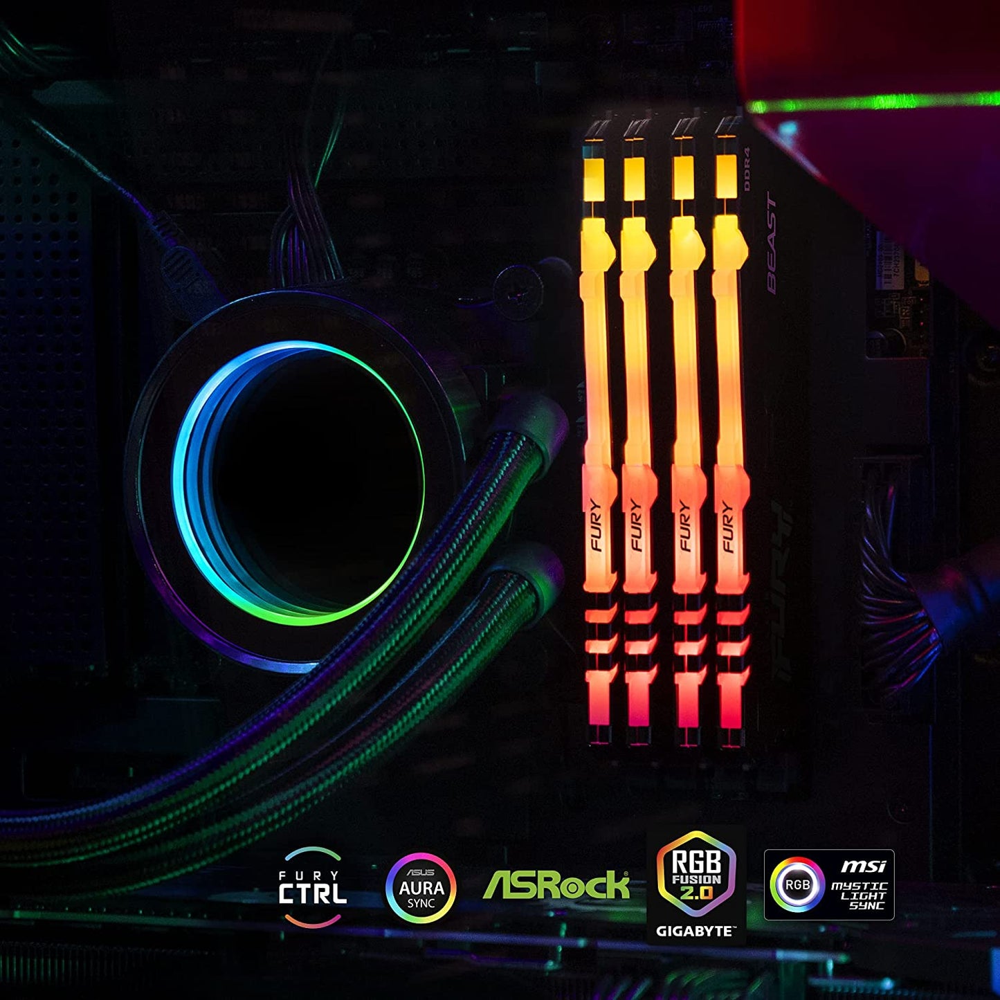 Kingston Fury Beast RGB 8GB 3200MHz DDR4 CL16 Desktop Memory Single Stick KF432C16BBA/8 8gb Single Module 3200MHz