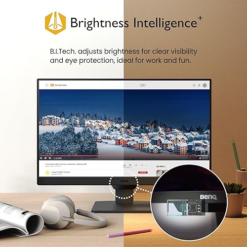 BenQ GW2790 Computer Monitor 27 FHD 1920x1080p IPS 100 Hz Eye-Care Tech Low Blue Light Anti-Glare Adaptive Brightness Tilt Screen Built-in Speakers DisplayPort HDMI VGA