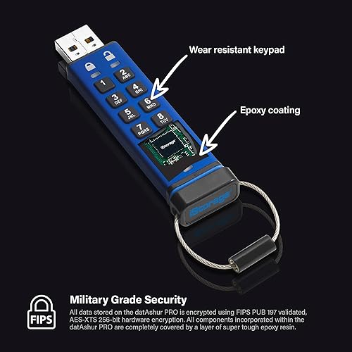 iStorage IS-FL-DA3-256-64 datAshur Pro USB3 256-bit 64GB, Blue
