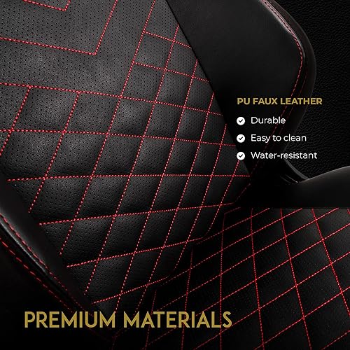 noblechairs Hero Gaming Chair - Office Chair - Desk Chair - PU Faux Leather - Black/Red