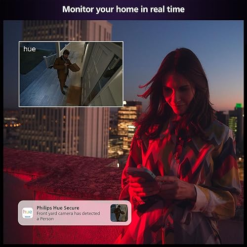 Philips Hue Secure Wired Smart Home Security Camera, White - 1 Pack - 1080P HD Video - Night Vision - Motion Detection - Two-Way Talk - Indoor/Outdoor - Weatherproof - Works with Hue App