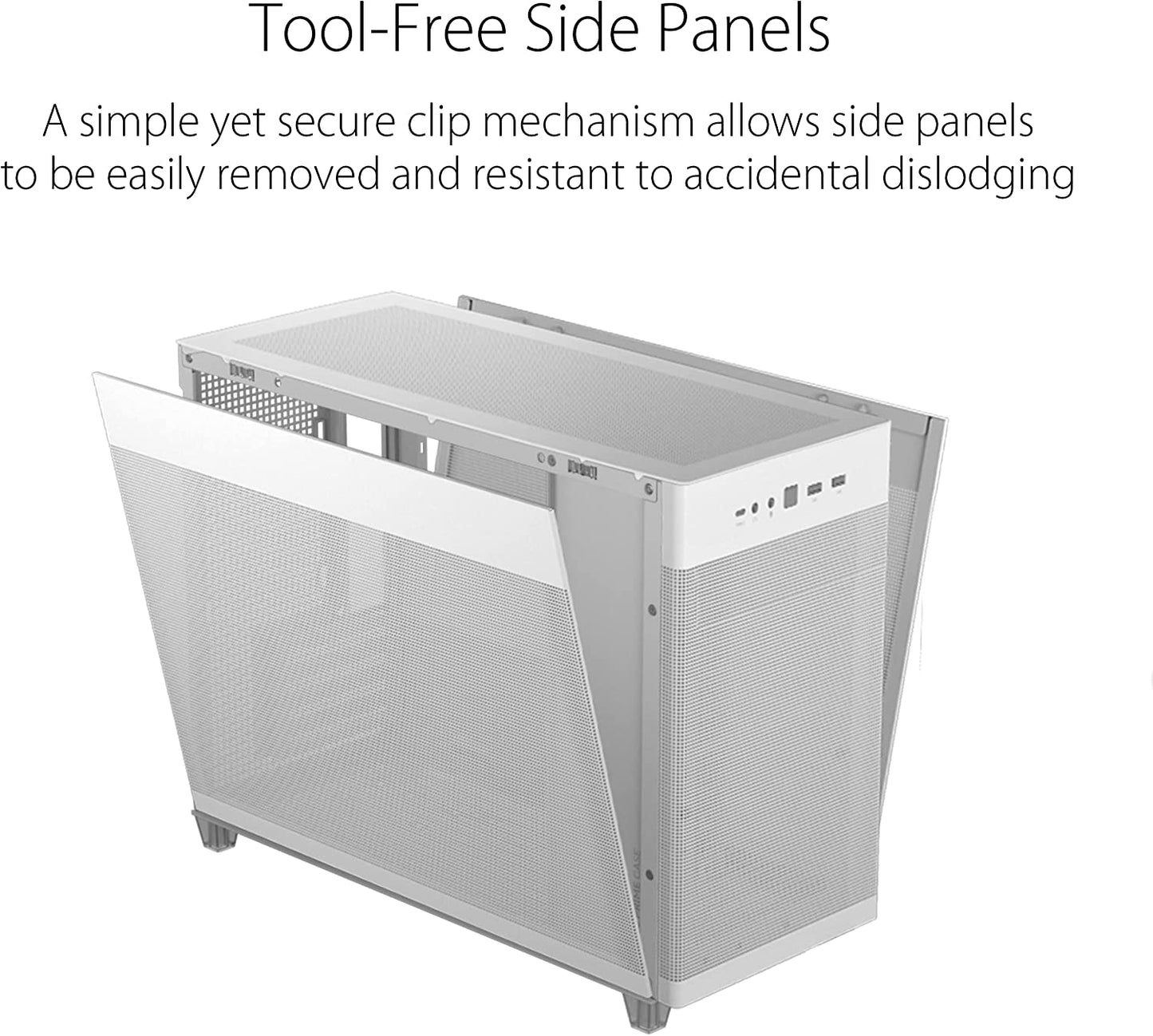 ASUS Prime AP201 33-Liter MicroATX White case with Tool-Free Side Panels and a Quasi-Filter mesh, with Support for 360 mm Coolers, Graphics Cards up to 338 mm Long, and Standard ATX PSUs