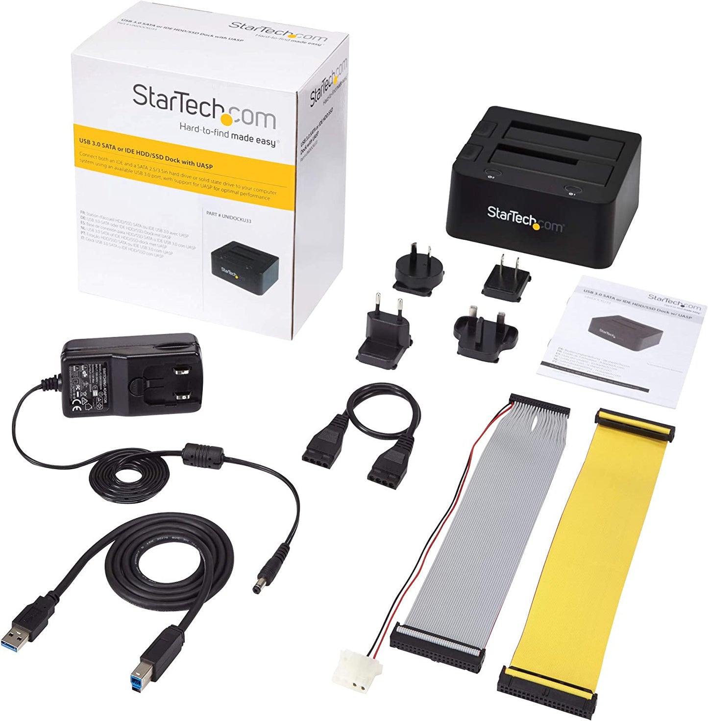 StarTech.com Dual-Bay USB 3.0 to SATA and IDE Hard Drive Docking Station, USB Hard Drive Dock, External 2.5/3.5" SATA III/IDE, SSD/HDD Docking Station, Hot-Swap Drive Bays, Top-Loading (UNIDOCKU33)