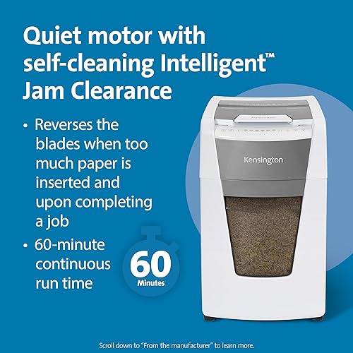 Kensington Paper Shredder - New OfficeAssist 300-Sheet Auto-Feed Micro Cut Anti-Jam Heavy Duty Shredder with 15.8 gallons Pullout Wastebasket, Lockable Chamber and 4 Casters (K52051AM) 15.8-gallon/700-sheet bin