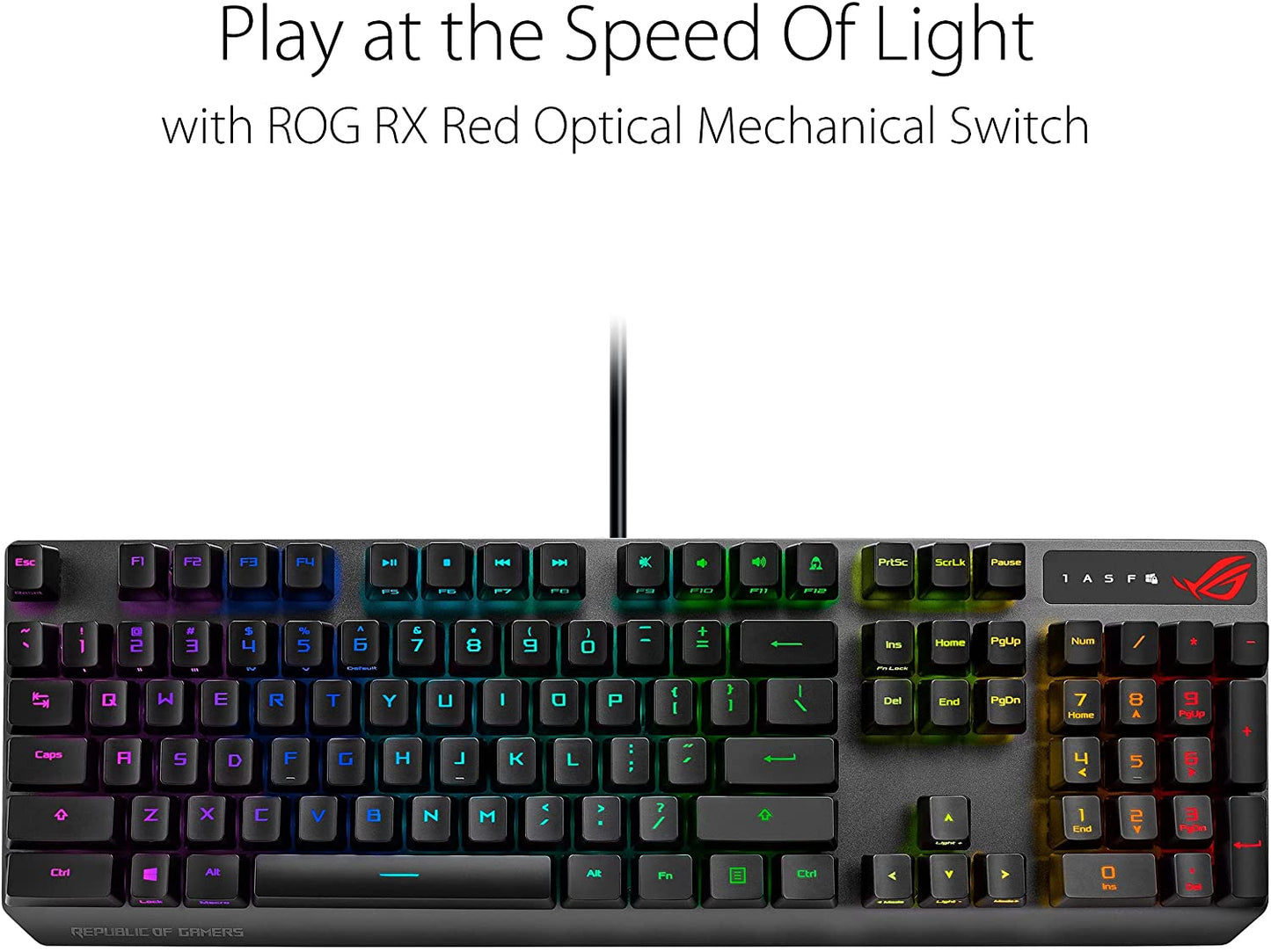ASUS ROG Strix Scope RX Gaming Keyboard | ROG RX Optical Mechanical Blue Switches, Programmable Macro, Aura Sync RGB Lighting, USB 2.0 Passthrough, IP57 Waterproof & Dust Resistance, Alloy Top Plate ROG Blue Optical Switches
