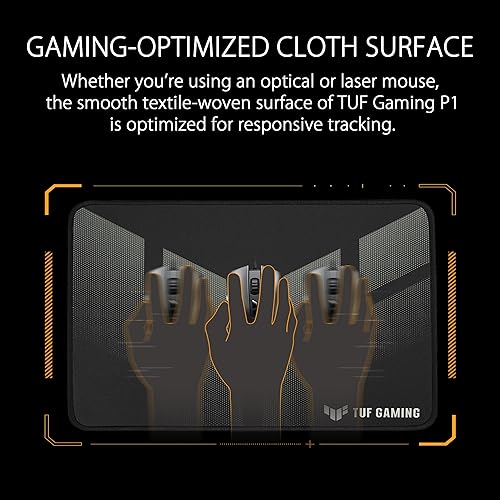 ASUS TUF Gaming P1 Portable Gaming Mouse Pad | Optimized Cloth Surface, Nano-Coated, Water-Resistant, Durable Anti-fray Stitching, and Non-Slip Rubber Base