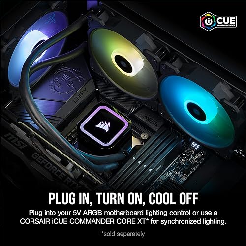 Corsair H100x RGB Elite Liquid CPU Cooler - 32 Dynamic RGB LEDs - SP120 RGB Elite Series PWM Fans with AirGuide Technology - Intel® LGA 1700, 1200, 115X, 2066, AMD® AM5/AM4 Sockets - Black
