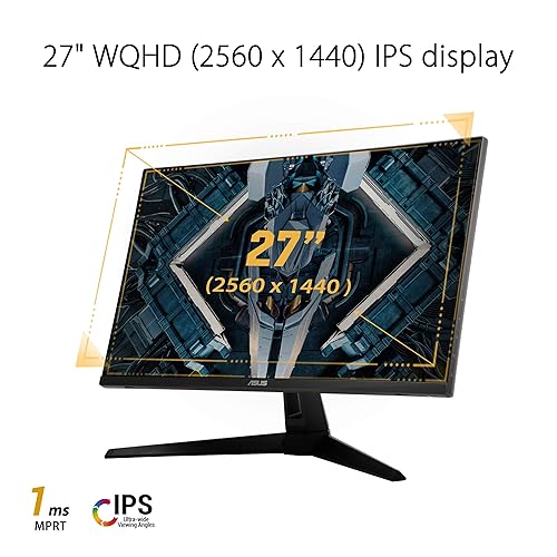 ASUS TUF Gaming 27" 2K HDR Monitor (VG27AQ1A) - QHD (2560 x 1440), IPS, 170Hz (Supports 144Hz), 1ms, Extreme Low Motion Blur, Speaker, G-SYNC Compatible, VESA Mountable, DisplayPort, HDMI 27" IPS QHD 1ms 170Hz G-SYNC