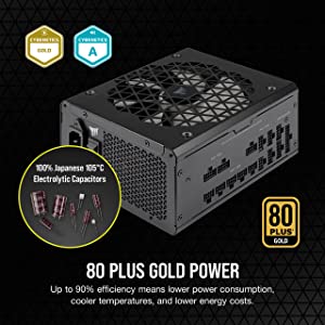 Corsair RM1000x Shift Fully Modular ATX Power Supply - Modular Side Interface - ATX 3.0 & PCIe 5.0 Compliant - Zero RPM Fan Mode - 105°C-Rated Capacitors - 80 Plus Gold Efficiency - Black RMx Shift (ATX 3.0 & PCIe 5.0) 1000W