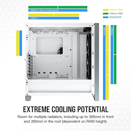 Corsair iCUE 4000X RGB Mid-Tower ATX PC Case - White (CC-9011205-WW)