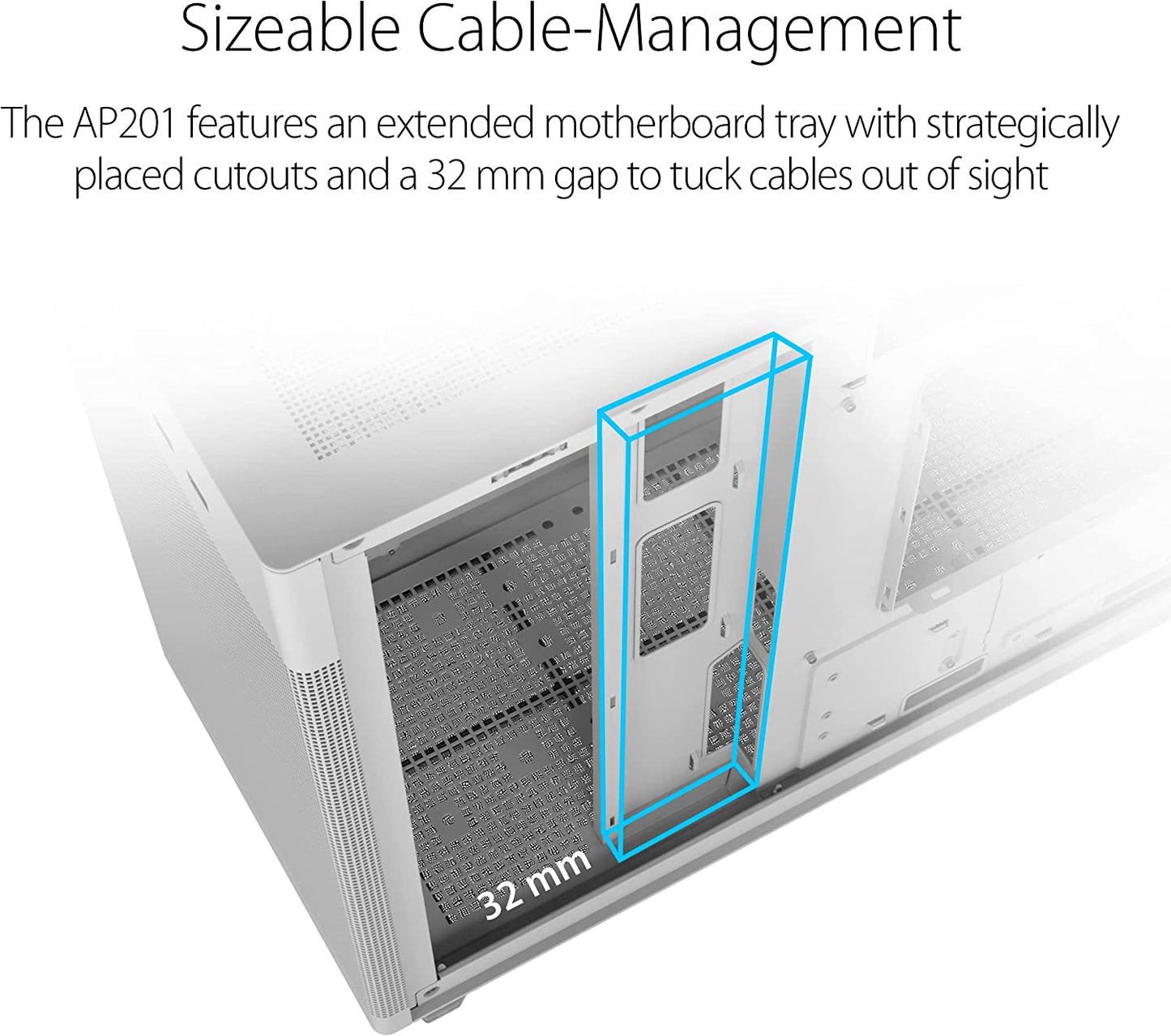 ASUS Prime AP201 33-Liter MicroATX White case with Tool-Free Side Panels and a Quasi-Filter mesh, with Support for 360 mm Coolers, Graphics Cards up to 338 mm Long, and Standard ATX PSUs