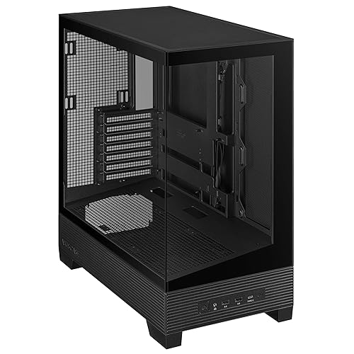 ASUS A31 Black ATX Mid-Tower Gaming Case, Dual-Sided Tempered Glass, Frameless Design, BTF Hidden Connectors, 360 AIO Support, 8° Angled Base, ARGB Ready, Optimized Airflow, Seamless Cable Management ATX|Dual-sided Tempered Glass A31|BTF|Black