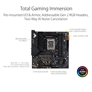 ASUS TUF Gaming B660M-PLUS WiFi D4 LGA 1700(Intel 12th Gen) mATX Gaming Motherboard (PCIe 5.0,DDR4,2xPCIe 4.0 M.2 Slots,WiFi 6,2.5 Gb LAN,Front USB 3.2 Gen 1 Type-C,Two-Way AI Noise Cancelation)