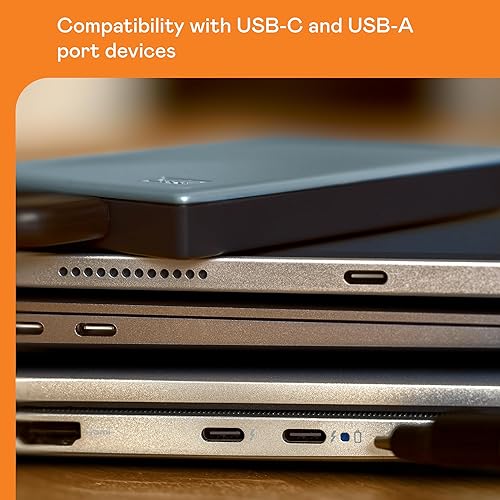 WD 2TB My Passport Portable Hard Drive, Works with USB-C & USB-A, Including Windows, Mac, and Mobile Devices, Includes Backup Software and Password Protection, Gray - Silicon Grey 2TB PC/Mac Ready (exFAT)