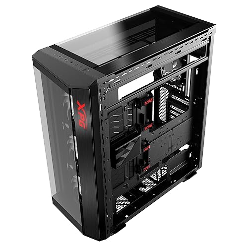 XPG Battlecruiser II Mid-Tower ATX PC Gaming Case: Exoskeleton-Driven, Aesthetics, Efficient Airflow, 420mm Radiator, GPU Holder, Cable Management, XPG Prime Box, Black (BATTLECRUISERIIPST-BKCWW)