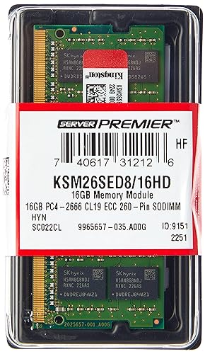 KINGSTON 16GB 2666MHz DDR4 ECC CL19 SODIMM 2Rx8 Hynix D (KSM26SED8/16HD)