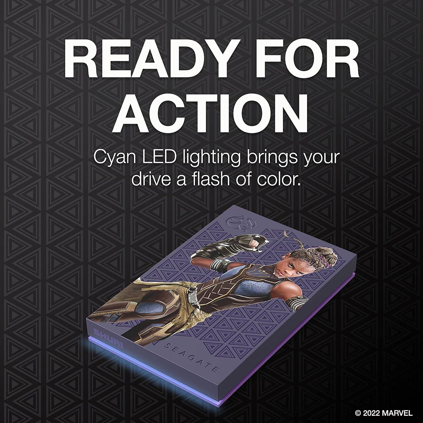 Seagate Shuri SE FireCuda External HDD - USB 3.2, Customizable RGB LED Cyan, Works with PC, Mac, Playstation, and Xbox, 1-yr Rescue Services (STLX2000402) 2TB Black Panther - Shuri