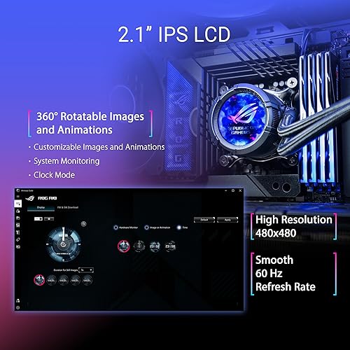 ASUS ROG Strix LC III 360 ARGB LCD All-in-one CPU Liquid Cooler - Intel® LGA 1700, 1200, 115X - AMD Socket AM4, AM5 – with 2.1" IPS LCD, Asetek’s New Gen7 v2 Pump, and Premium ROG ARGB Fans Gen III 360mm|ARGB|LCD