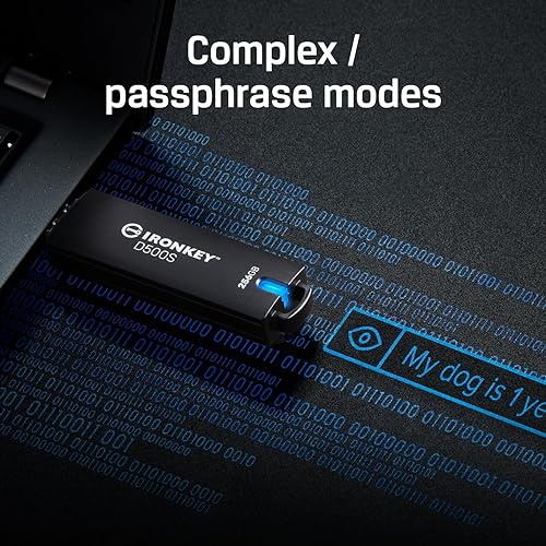 Kingston Ironkey D500S 256GB Encrypted Flash Drive | Dual Hidden Partition | FIPS 140-3 Level 3 | XTS-AES 256-bit | BadUSB and Brute Force Protection | Multi-Pin Option | IKD500S/256GB